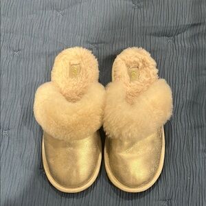 UGG Gold and Cream Cozy Slippers
